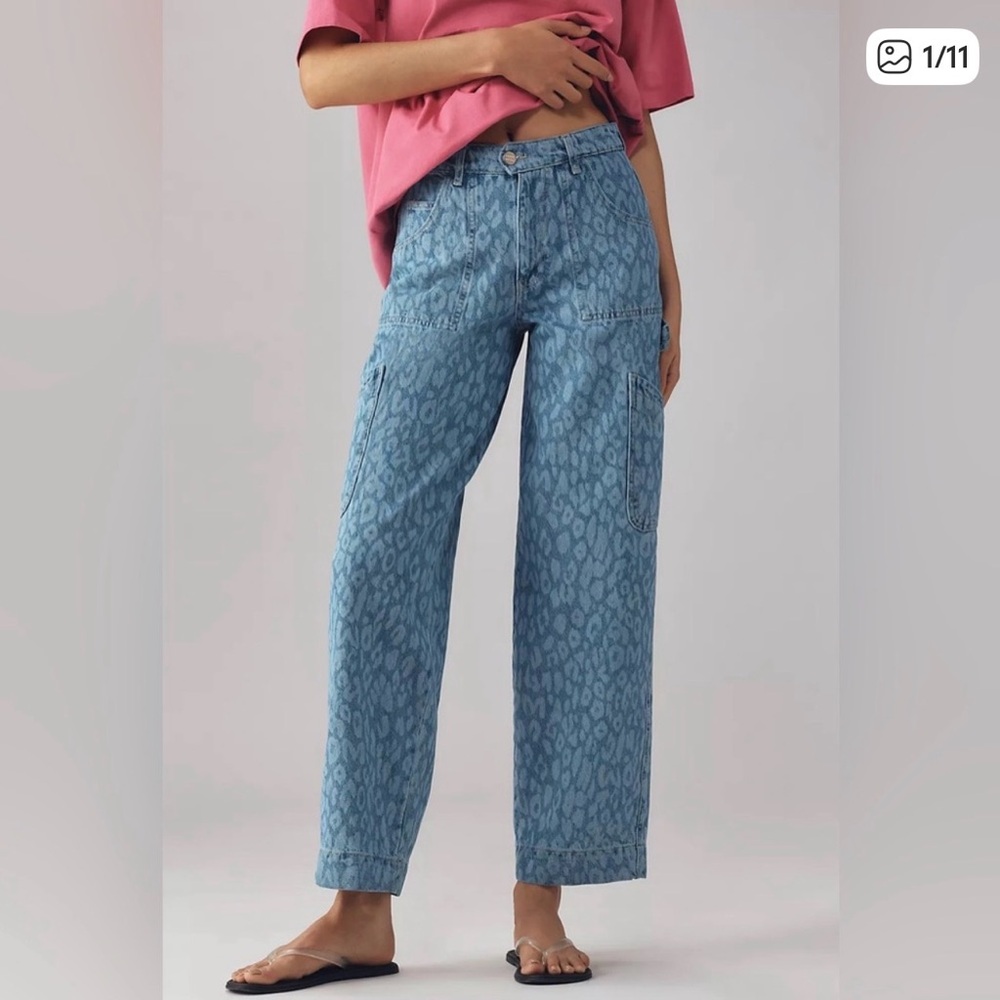Damson Madder Drew Straight Leg Jeans in Leopard Laser